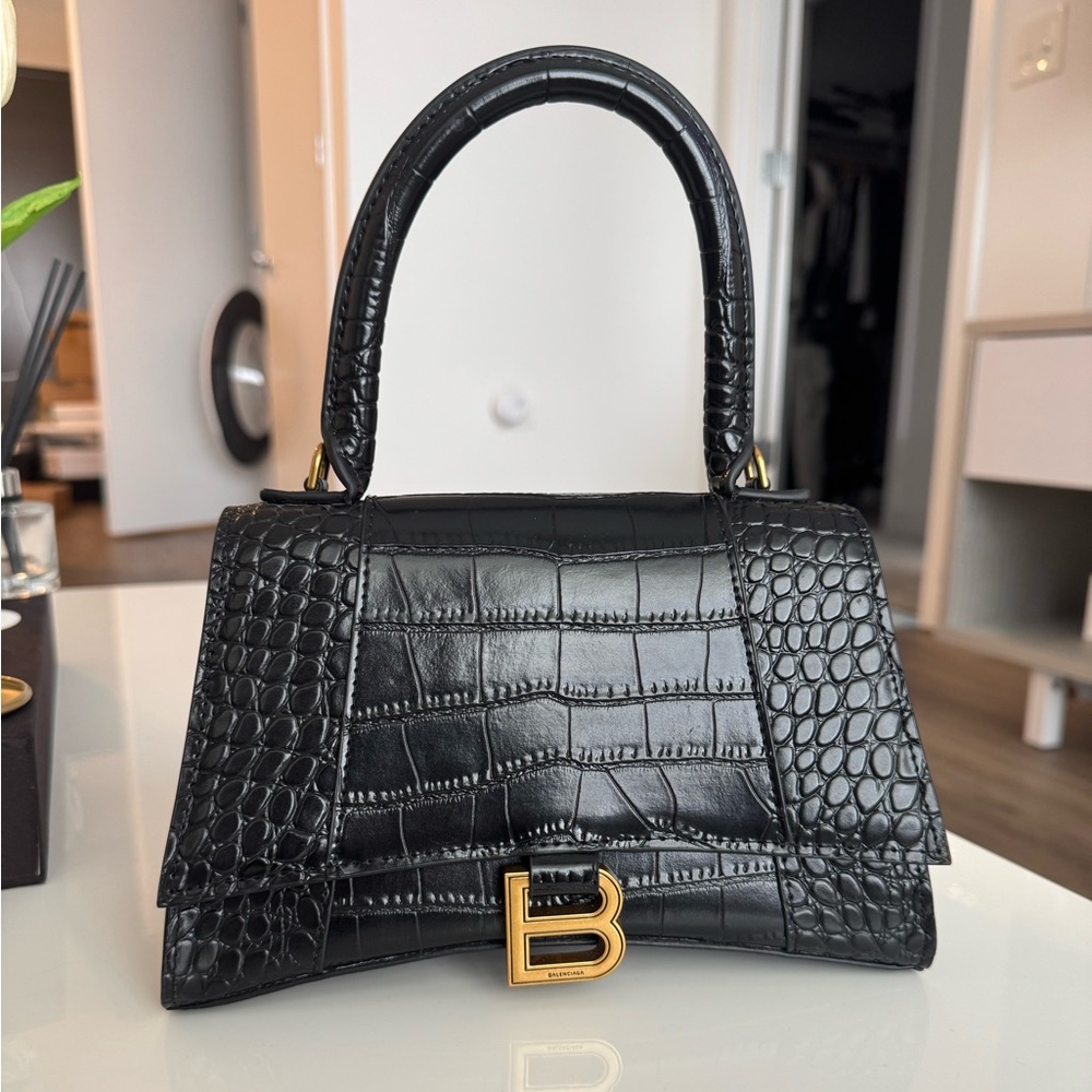 Balenciaga Black Croc-Embossed Bag